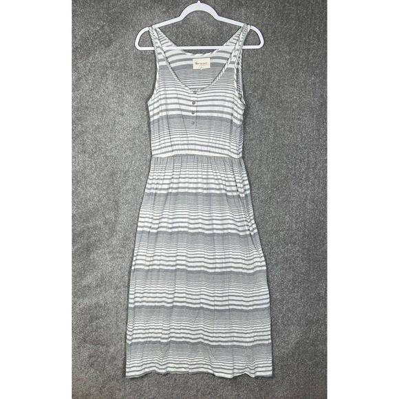 Two‎ By Vince Camuto Maxi Tank Dress Womens Medium Gray White Striped Sleeveless - Picture 1 of 7